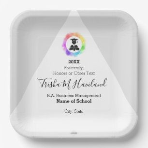 Assiettes En Carton Papier de diplôme Plaque gris clair et blanc HAMbW