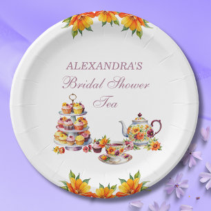 Assiettes En Carton Papier de Fête des mariées Pl Floral Rose Lilac Te