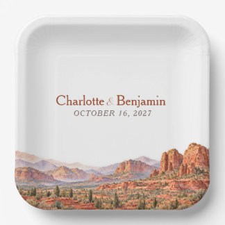 Assiettes En Carton Papier de mariage Terracotta Sedona Red Rock