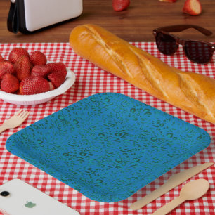 Assiettes En Carton Papier d'emballage bleu avec un motif géométrique