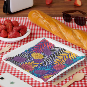 Assiettes En Carton Papier d'emballage coloré avec floral créatif