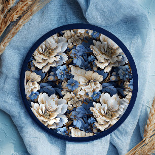 Assiettes En Carton Papier Élégant Floral Blanc Ivoire de la Marine Cl
