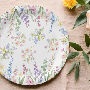 Assiettes En Carton Papier Fête de Bébé Fleur de Sauvage Papillon Jard