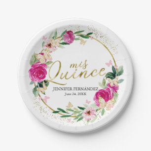 Assiettes En Carton Papier papillon Quinceanera Plaques en papier rose