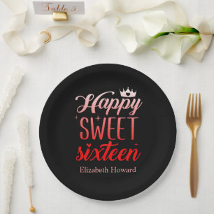 Assiettes En Carton Papier Personnalisé Sweet 16