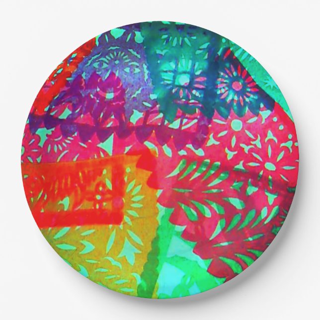 Assiettes En Carton Papier Picado Design Plaque en papier (Devant)