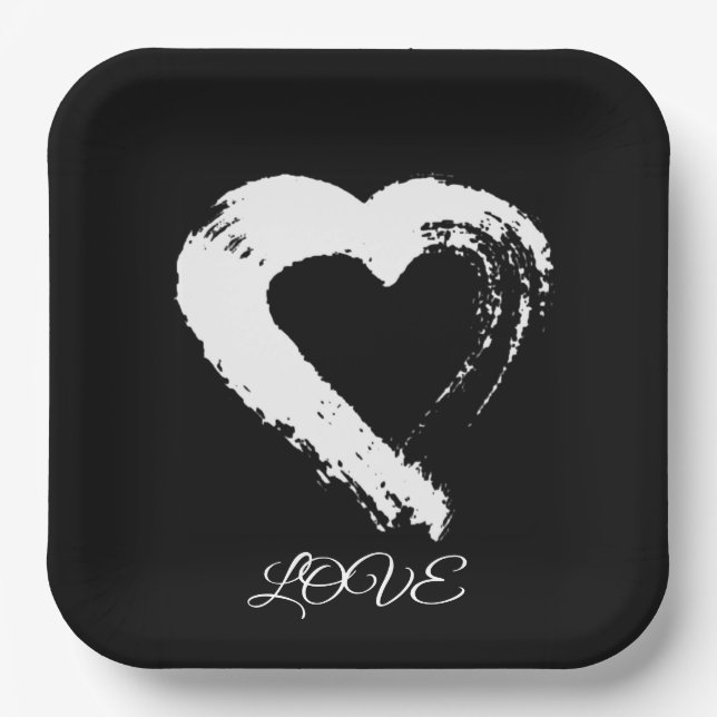 Assiettes En Carton Papier Plaque Lune Coeur (Recto)