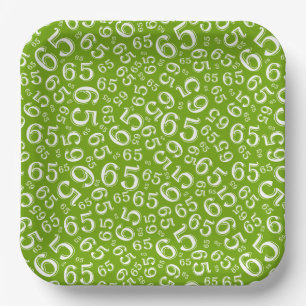 Assiettes En Carton Papier plat motif numérique aléatoire vert/blanc 6