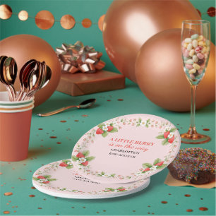 Assiettes En Carton Papier pour Baby Shower A Little Berry Strawberry