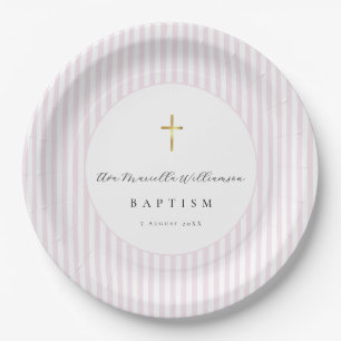 Assiettes En Carton Papier pour baptême de bébé fille rose