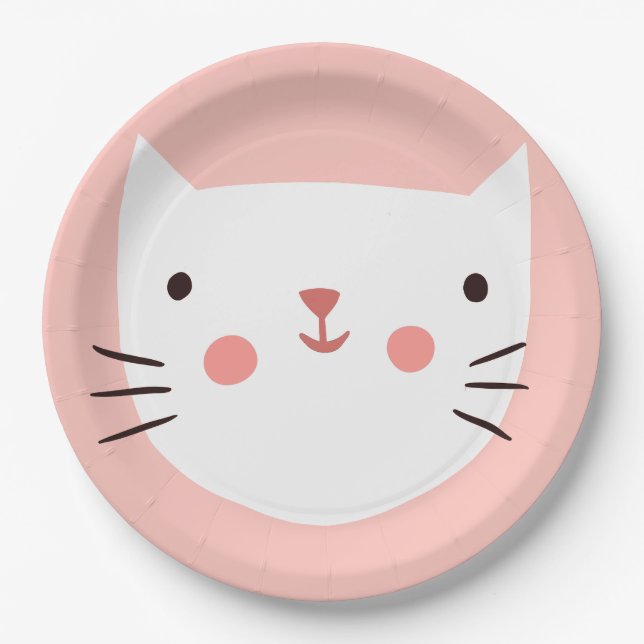 Assiettes En Carton Papier pour enfants d'anniversaire de chat (Devant)