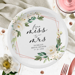 Assiettes En Carton Papier pour la douche de mariée géométrique Miss t