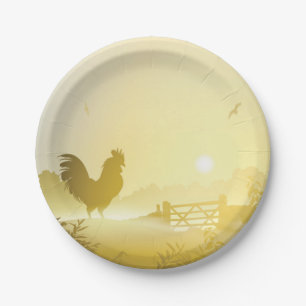 Assiettes En Carton Papier rond 7" Plaque Sunny Matin Ferme Pays Ru