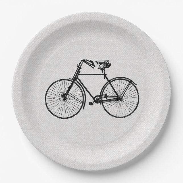 Assiettes En Carton Papier    vélo de plateau noir blanc (Devant)