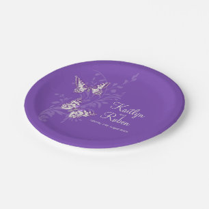Assiettes En Carton Papiers mariages en papier peints en violet