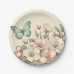 Assiettes En Carton Papillon à ressort/floral vintage