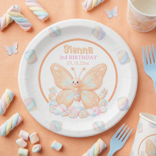 Assiettes En Carton Papillon Anniversaire Sorbet Pêche