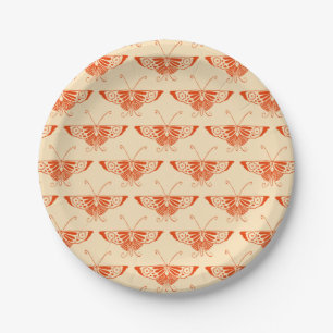 Assiettes En Carton Papillon Art déco stylisé - mandarin orange