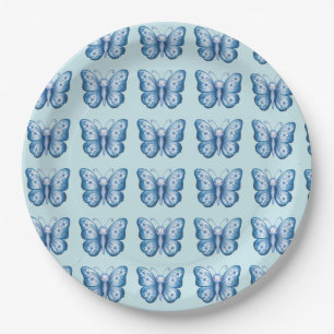 Assiettes En Carton Papillon bleu