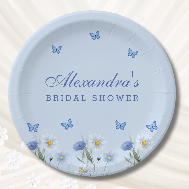 Assiettes En Carton Papillon Bleu Poussiéreux Fleur Sauvage Shower de  (Créateur téléchargé)