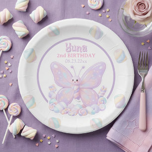 Assiettes En Carton Papillon de Lavande Violette Anniversaire