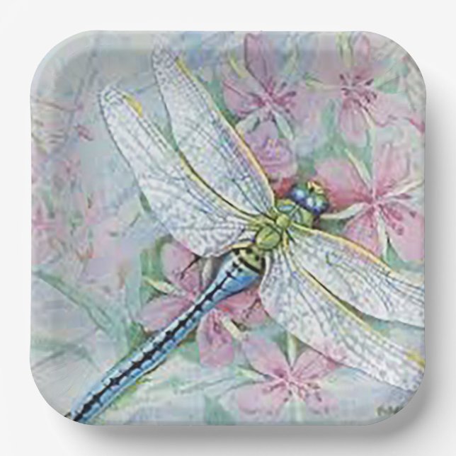 Assiettes En Carton « Papillon dragon blanc » (Recto)