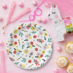 Assiettes En Carton Papillon et motif floral