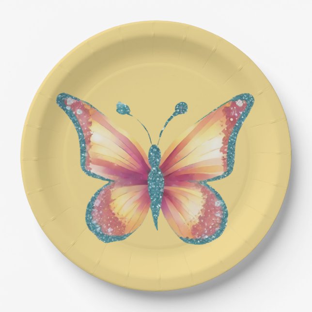 Assiettes En Carton Papillon gai (Devant)