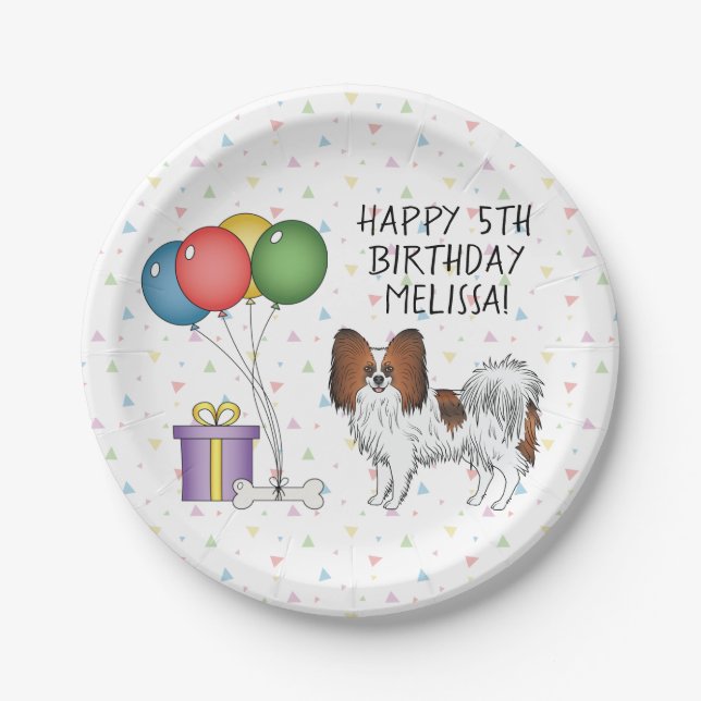 Assiettes En Carton Papillon Rouge Cute Et Joyeux Chien - Anniversaire (Devant)