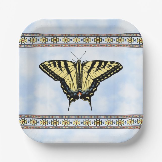 Assiettes En Carton Papillon Southwest Yellow Swallowtail Blue Sky (Recto)