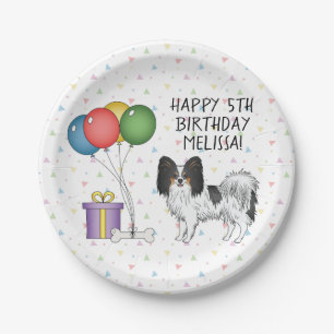 Assiettes En Carton Papillon Tricolore Chien Mignon et Heureux - Anniv