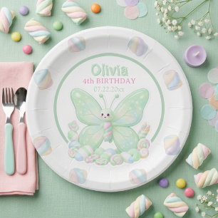 Assiettes En Carton Papillon Vert Menthe Anniversaire