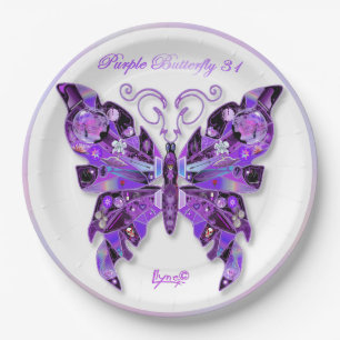Assiettes En Carton Papillon violet 31 Plaques en papier