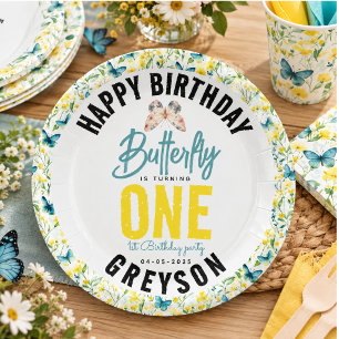 Assiettes En Carton Papillon Whimsical Floral 1er anniversaire