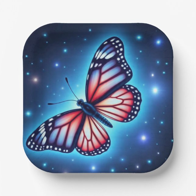 Assiettes En Carton PapillonBlancRouge (Recto)