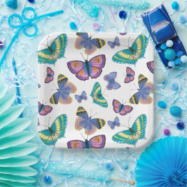 Assiettes En Carton Papillons (Fête)