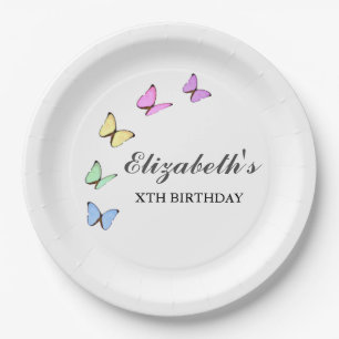 Assiettes En Carton Papillons colorés Anniversaire