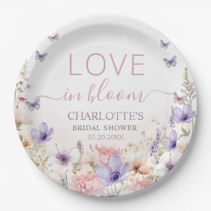 Assiettes En Carton Papillons de Fleur Sauvage Rose Violet Amour en Fl