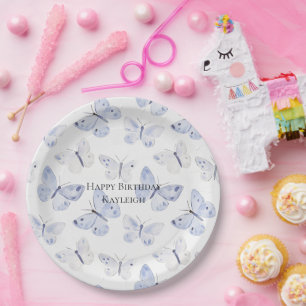 Assiettes En Carton Papillons de lavande violet Anniversaire