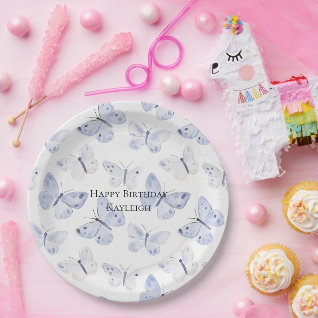 Assiettes En Carton Papillons de lavande violet Anniversaire (Fête)