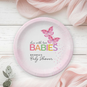 Assiettes En Carton Papillons dus avec deux Baby showers jumeaux