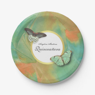 Assiettes En Carton Papillons et couleurs sud-ouest Quinceanera