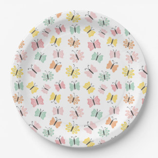 Assiettes En Carton Papillons mignons aux couleurs pastel