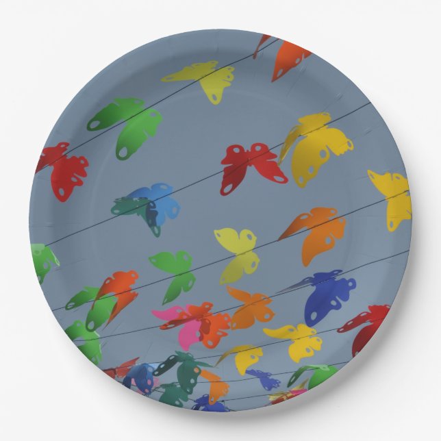 Assiettes En Carton papillons multicolores (Devant)