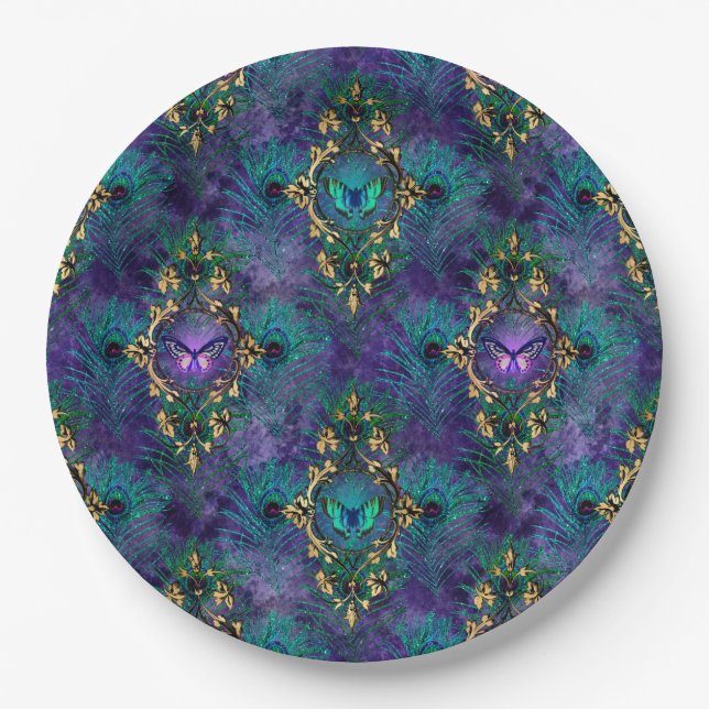 Assiettes En Carton Papillons Peacock Mariage Fournitures Plaques de p (Devant)