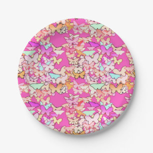 Assiettes En Carton Papillons, roses multiples et profondes