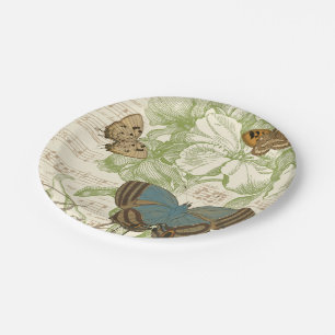 Assiettes En Carton Papillons sur la musique de feuille avec la