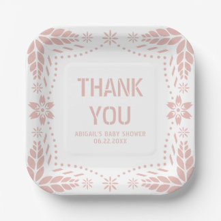 Assiettes En Carton Pappel rose or picado Merci bébé fille douche