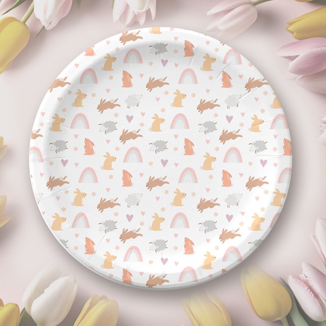 Assiettes En Carton Pâques Printemps Anniversaire Bunny Motif (Easter Spring Birthday Bunny Pattern Paper Plates)