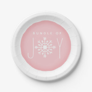 Assiettes En Carton Paquet de baby shower de rose d'hiver de flocon de